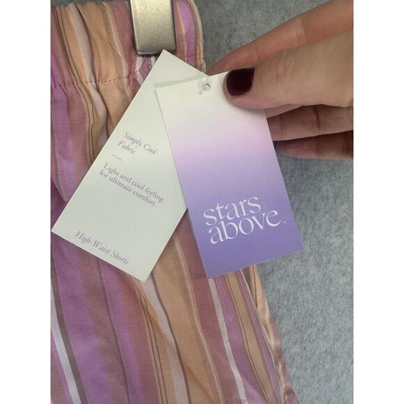 Stars Above Shorts Womens Sleep Loungewear High Waist Pink Stripe Sleep Size XS - Picture 4 of 9